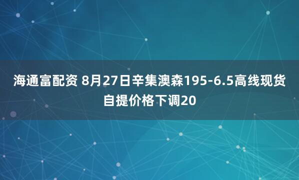 海通富配资 8月27日辛集澳森195-6.5高线现货自提价格下调20